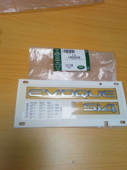 GENUINE LAND ROVER EVOQUE BADGE Si4 SILVER TRUNK BADGE  P/N LR032325