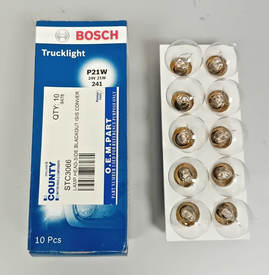 PACK OF 10 GENUINE BOSCH 24v 21W P21W 241 BA15s BULBS
